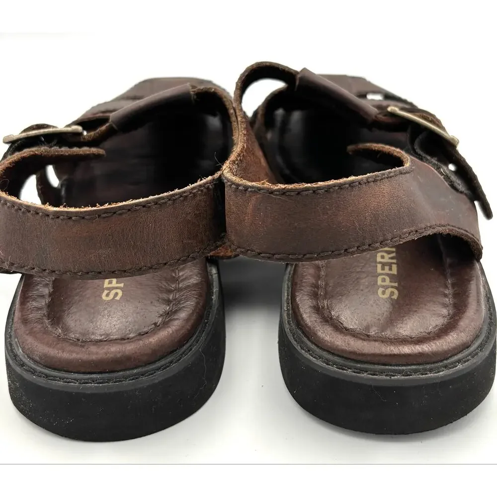 Sperry Men’s 10 Brown Leather Fisherman Sandals Adjustable Closed Toe  Casual